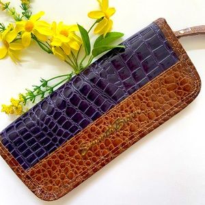 Samantha Brown Purple and Brown Crocodile Embossed Wallet